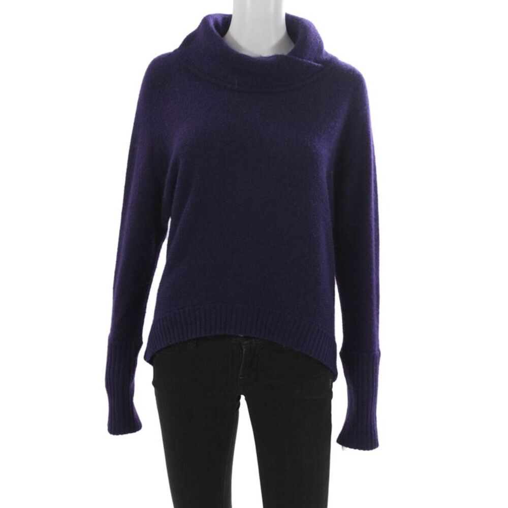 Kinross Cashmere Women Purple Pullover Sweater Cowl Neck Long Sleeve Size S